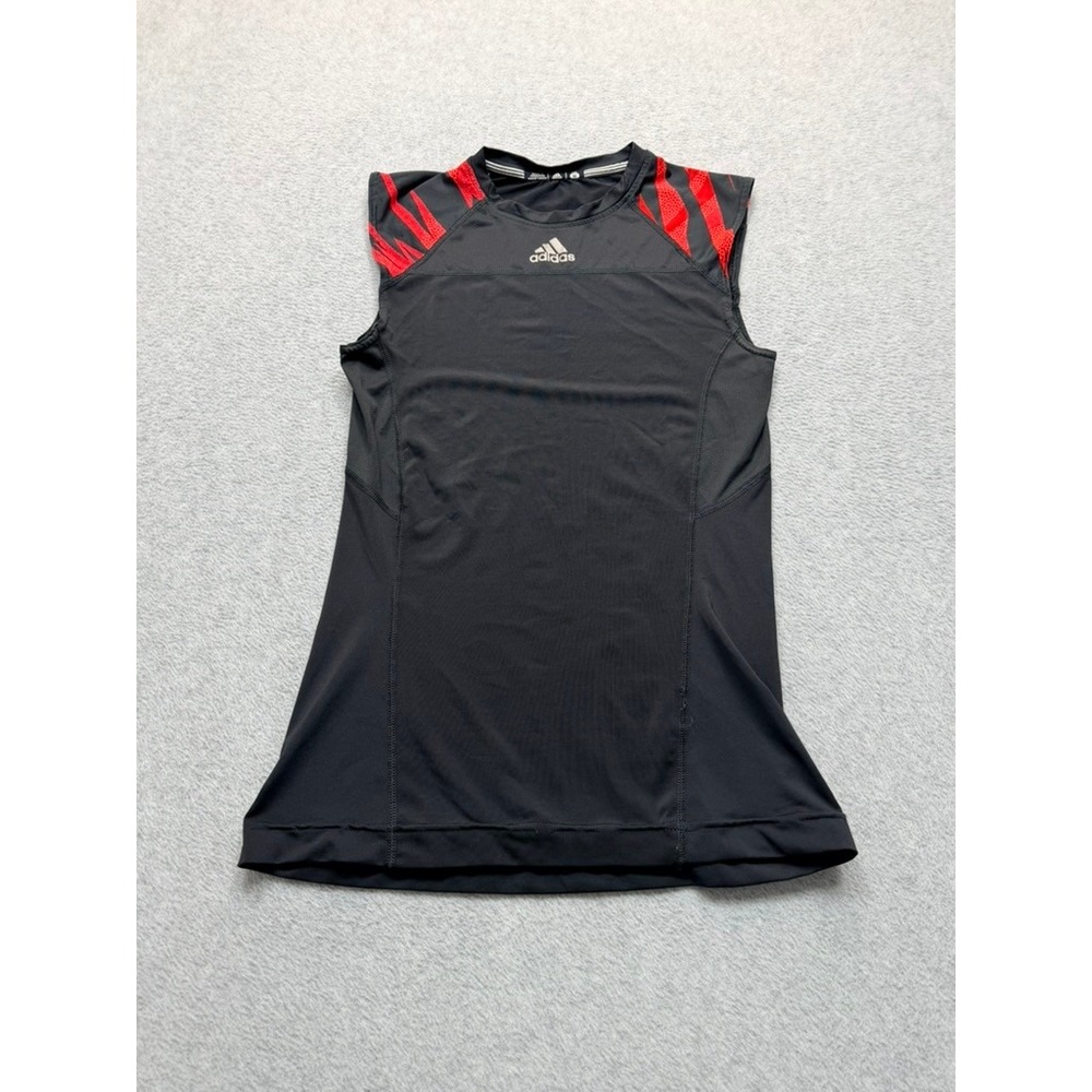 Adidas Techfit Mens Compression Tank Top Black Red Graphic Sleeveless Gym Shirt